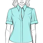 short-sleeved button-up turquoise blouse image